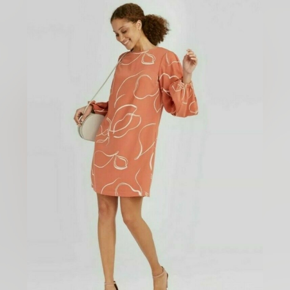 A New Day Peach Balloon Sleeve Dress Plus Size XXL